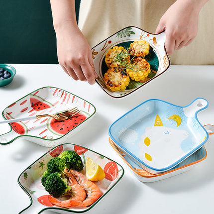 Elegant Porcelain Food Tray with Handle | Stylish Serving Solution for Dining and Entertaining