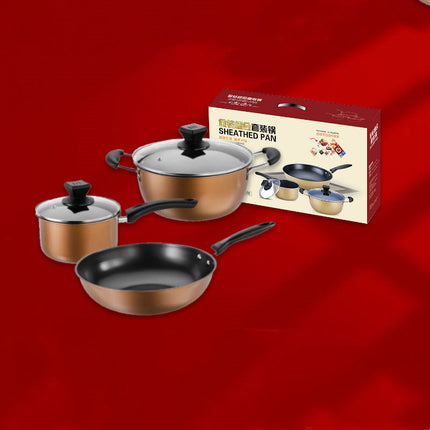 Non-Stick Cast Iron Cookware Set with Three Versatile Pieces | Lightweight & Elegant for Effortless Cooking