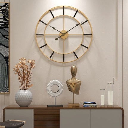 Large Wall Clock for Living Room, Gold and Black Metal Wall Clock, Modern Analog Clock in 20 and 24 Inch