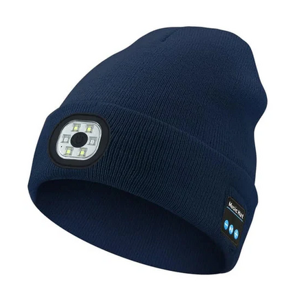 Bluetooth Beanie with LED Light, Warm Winter Hat with Light for Outdoor Night Use