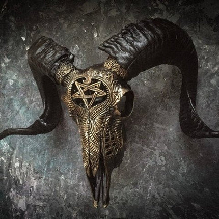 Ram Skull, Hand Carved Resin Skull Decor with Removable Horns – image 13