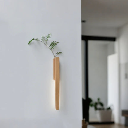 Wood Wall Light with Built-in Vase & Touch Control | Dimmable Ambient Illumination for Home Décor