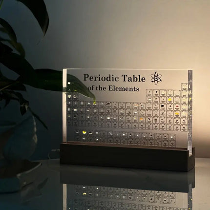 Real Elements Periodic Table Display with Integrated LED Lighting | Educational Acrylic Centerpiece for Science Enthusiasts