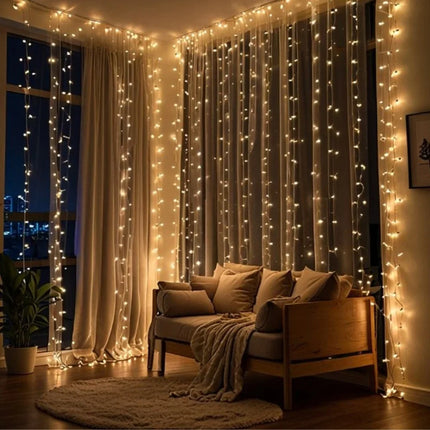 Fairy Curtain with 300 LED Lights & 8 Lighting Modes | Enchanting Decor for Cozy Indoor and Outdoor Ambiance