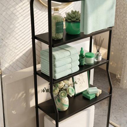 Over the Toilet Storage Shelf, 3 Tier Bathroom Shelf Over Toilet with Towel Bar – image 4