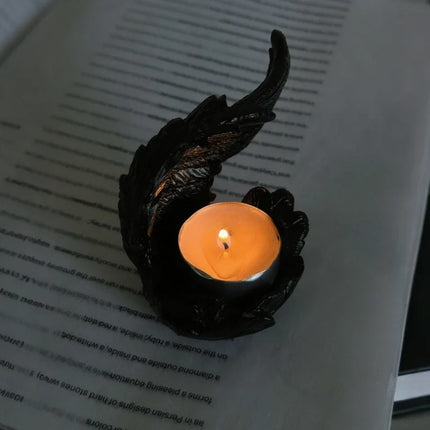 Angelic Wings Candle Holder with Poetic Winged Design | Serene Resin Decor for Warmth and Reflection
