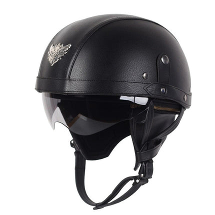 Vintage Moto Helmet, DOT Motorcycle Helmet, Retro Half Helmet with Retractable Brown Lens – image 7