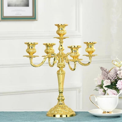Gilded Candelabra with Adjustable Arms | Elegant Alloy Design for Tailored Candlelight Ambiance