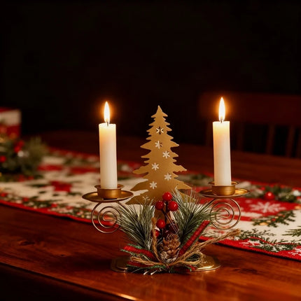 Iron Candle Holder with Holiday / Christmas Motifs | Festive Decor for Cozy Christmas Ambiance