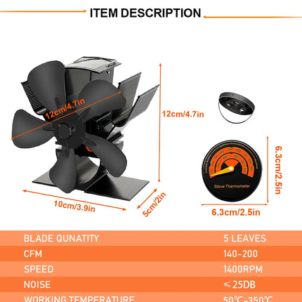 Wood Stove Fan, Log Burner Fan for Fireplace – image 5