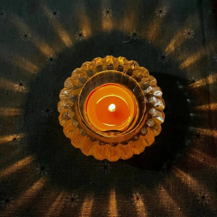 Artful Glass Candle Holder with Rippled Design | Elegant Accent for Intimate Spaces