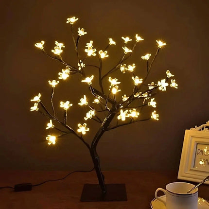 Cherry Blossom Tree Decoration with Warm White LED Lights | Elegant Centerpiece for Cozy Ambiance and Relaxation