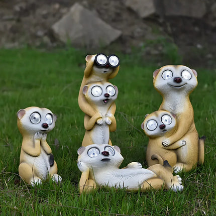 Solar-Powered Meerkat Light Figures with Glowing Eyes | Whimsical Waterproof Garden Decor for Magical Nights