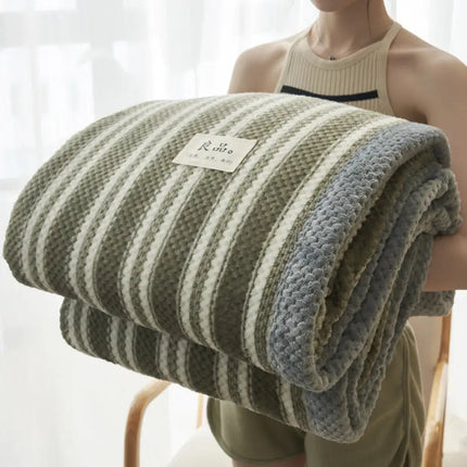 Striped Throw Blanket, Plush Soft Blanket for Bed and Sofa – image 9