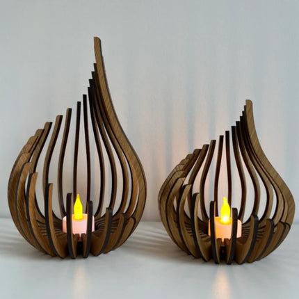 Handcrafted Wooden Candle Holder with Teardrop Design | Elegant DIY Assembly for Serene Ambiance