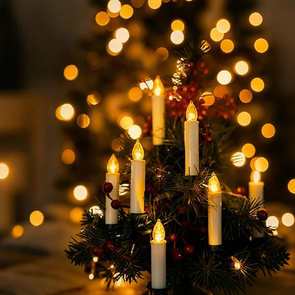 Cordless Clip-On Christmas Candles with Remote Control | Realistic Flickering Glow for Festive Decor