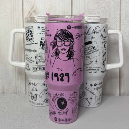Stainless Steel Tumbler with Handle and Straw, Coffee Tumbler