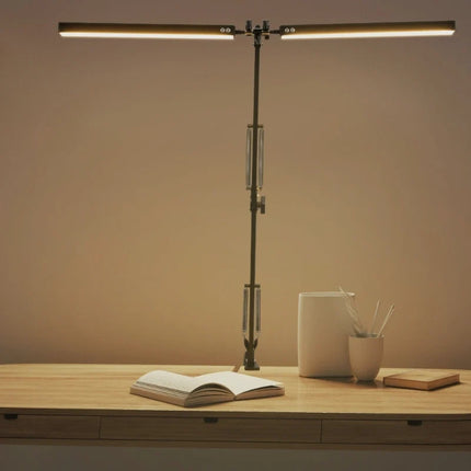 Dual-Head LED Desk Lamp with Adjustable Brightness | 360° Rotatable Arms for Personalized Workspace Lighting