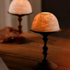 Candle Holder with Hand-Carved Porcelain Dome and Walnut Base | Elegant Ambiance for Intimate Spaces