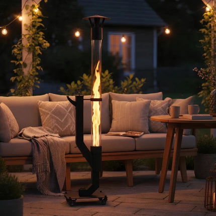 Pellet Torch with Captivating Vertical Flame | Space-Saving Design for Outdoor Patios and Gardens