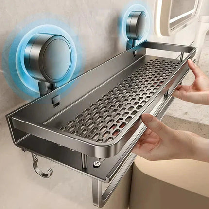 Shower Caddy No Drilling, Aluminum Shower Shelf with Hooks for Bathroom Storage – image 9