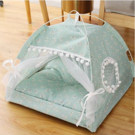 Semi-Enclosed Pet Bed with Breathable Cloth Design | Cozy Retreat for All Seasons and Sizes
