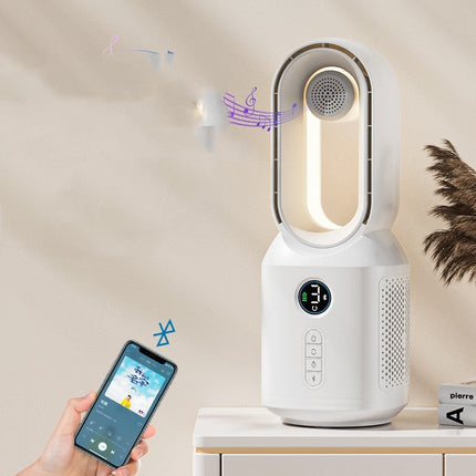 Bladeless Fan with Bluetooth Speaker & LED Night Light | Adjustable Airflow & Safe Design for Home Comfort