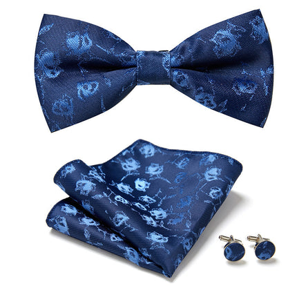Bow Tie Set with Pocket Square and Cufflinks, Floral Bow Tie