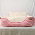 Removable Washable Plush Dog Bed with Backrest | Cozy Pet Nest in Pink, Gray, or Beige for Ultimate Comfort