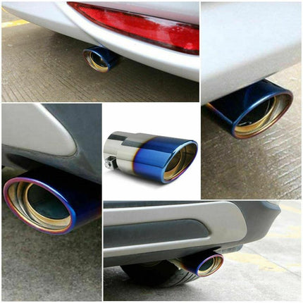 Stainless Steel Car Exhaust Tip with Chrome Blue Finish | Universal Fit Muffler for Enhanced Performance and Style