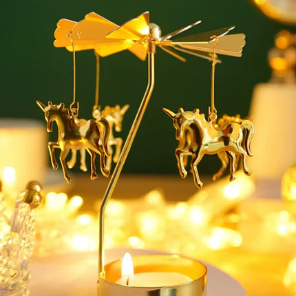 Candle Carousel with Spinning Ornaments for Ambient Light | Elegant Home Décor Accent for Cozy Evenings