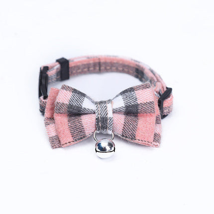Check Pattern Cotton Dog Collar with Bowknot Option | Stylish and Comfortable Accessory for Pets in Vibrant Colors