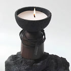 Cement and Wood Candle Holder with Textured Elegance | Versatile Decor for Wax Candles and Greenery