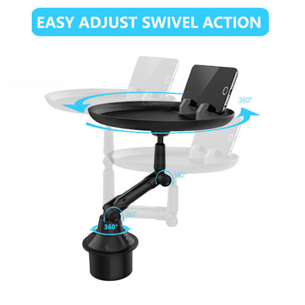 Adjustable Car Cup Holder Food Tray with Elegant Black Design | Perfect for On-the-Go Dining and Travel