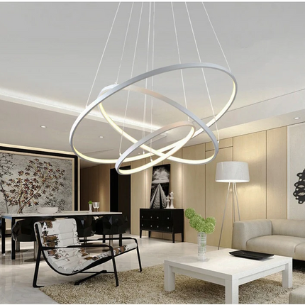 Halo Chandelier with Customizable Concentric Rings | LED Lighting Fixture for Elegant Home Decor