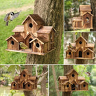 Bird House for Outside, Wooden Birdhouse with 6 Entrances, Bird Nesting Box, Handmade Garden Decor, Gift for Bird Lovers