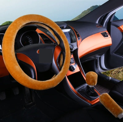 Wool Plush Steering Wheel Cover for All-Season Comfort | Cozy Grip Accessory for Year-Round Driving