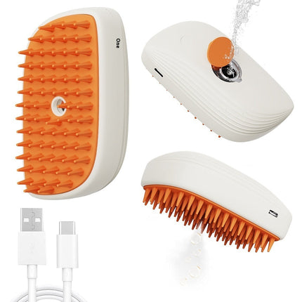 USB Rechargeable Pet Steam Brush with Gentle Heating | Soothing Grooming Experience for Healthier Coats