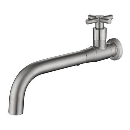 Wall Mounted Bathroom Faucet, Bathroom Sink Faucet with Valve, Stainless Steel Wall Mount Faucet with Swivel Spout