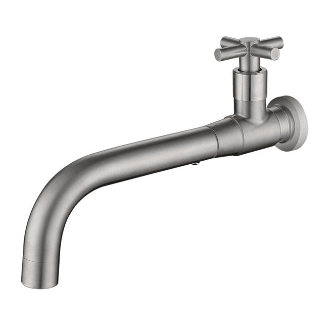 Wall Mounted Bathroom Faucet, Bathroom Sink Faucet with Valve, Stainless Steel Wall Mount Faucet with Swivel Spout