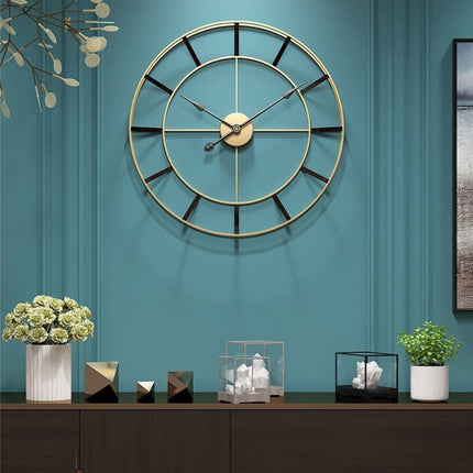 Large Wall Clock for Living Room, Gold and Black Metal Wall Clock