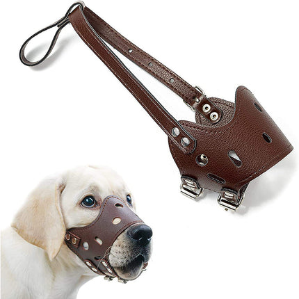 Leather Dog Muzzle with Adjustable Straps | Comfortable & Breathable for Long-Snout Breeds
