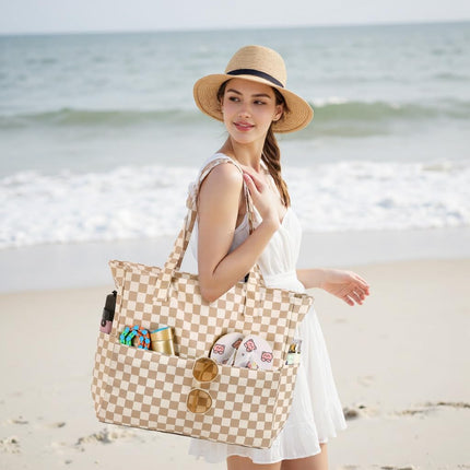 Vepine Waterproof Beach Tote Bag with Wet Compartment | Extra Large Carry-On for Weekend Travel
