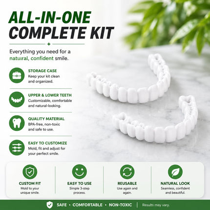 Veneer Smile | Tooth Replacement Kit with Natural Look & Comfort | Easy-to-Use Solution for Perfect Teeth