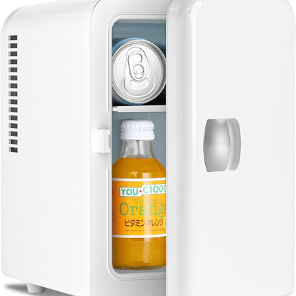 Compact Mini Fridge | Small Fridge 4L Portable Cooler with Adjustable Shelves | Ideal for Medication, Skincare, Beverages & Snacks in Bedroom, Car, or Office