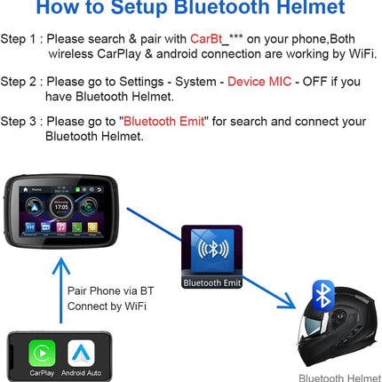 Portable CarPlay Screen for Motorcycle, Waterproof Motorcycle Navigation