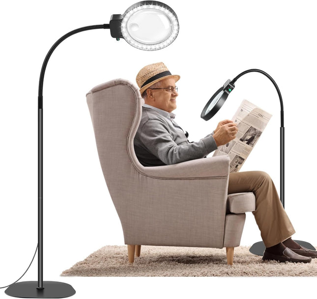 Magnifying Glass with Light, Hands Free Magnifying Lamp, Handheld Magnifying Glass for Reading, Crafts and Hobbies