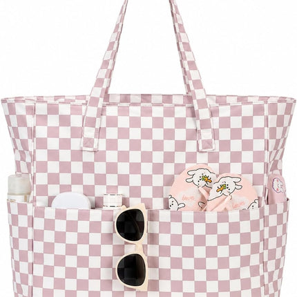 Coastal Collection | Large Waterproof Beach Tote Bag with Zipper & Wet Pocket | Versatile for Travel, Gym, and Grocery