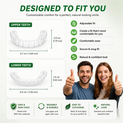 Veneer Smile | Tooth Replacement Kit with Natural Look & Comfort | Easy-to-Use Solution for Perfect Teeth
