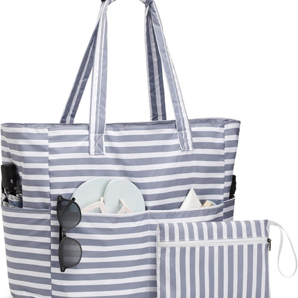 Ultimate Beach Tote Bag | Waterproof & Sandproof Large Bag with Zipper | Foldable Design for Easy Travel and Storage
